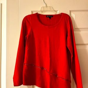 Red INC long sleeve top with gold zipper!